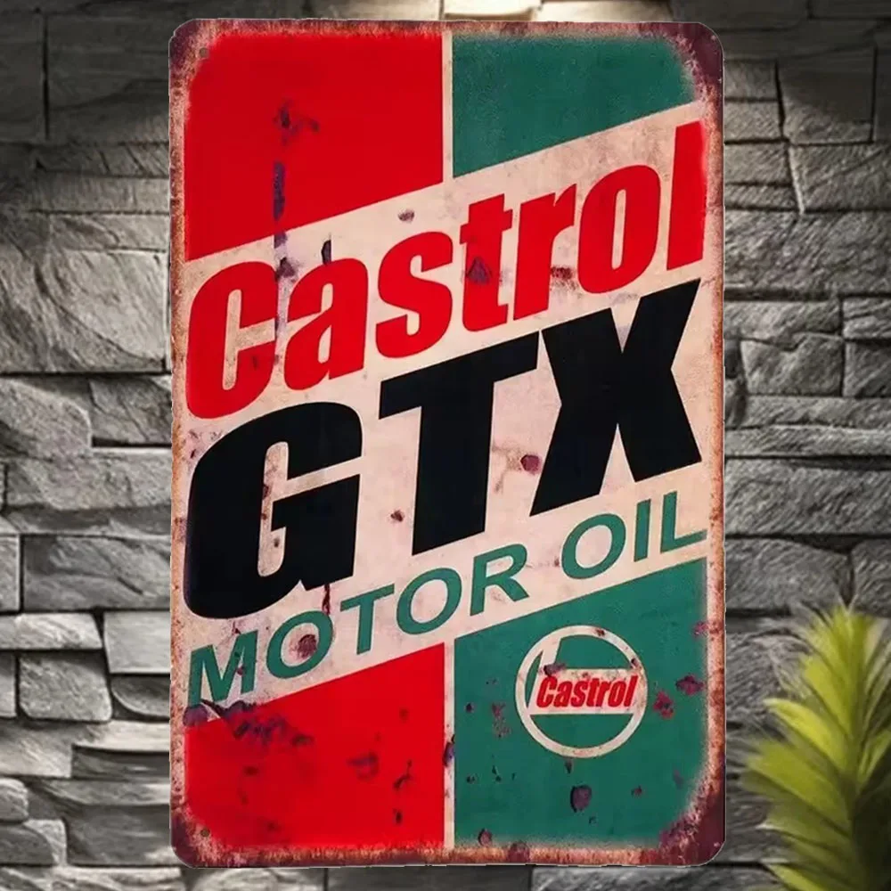 Castrol Oil Gtx - Vintage'owa blaszana tabliczka z olejem silnikowym